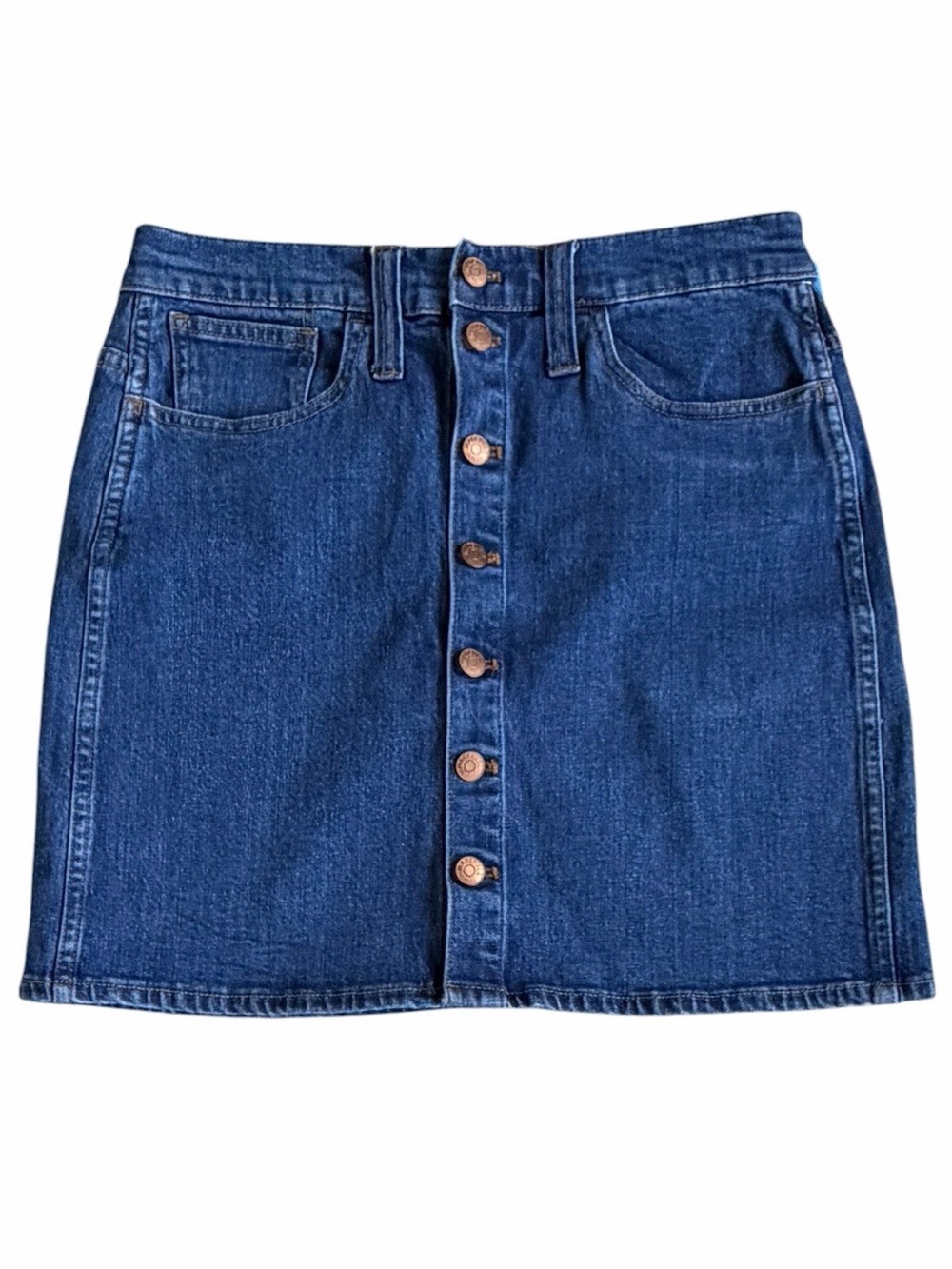 Madewell Indigo Button-Front Denim Mini Skirt